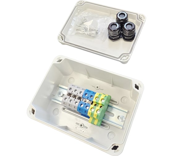 Изображение товара Коробка с клеммными зажимами ДЕВИБОКС, 121x166x80 мм, IP65-67, с кабельными вводами КК2.3.7-10