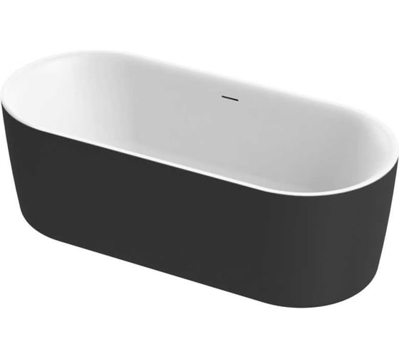 Изображение товара Акриловая ванна отдельно стоящая, цельная, белая матовая внутри, чёрная матовая снаружи, Cezares METAURO-INT-Central-180-80-60-B-W-MATT
