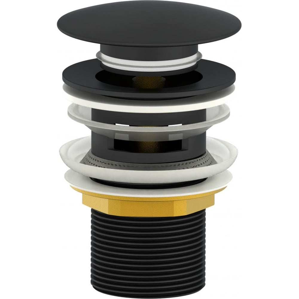 Изображение товара Донный клапан с переливом Wonzon черный матовый WW-88SS01-MB