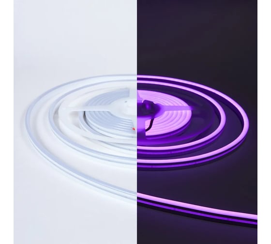 Изображение товара Неон ELEGANZ 24В 7Вт/м Сиреневый, IP65, Светодиодная лента 6х12мм, шаг резки - 5см, 5м бухта, EL-N24-96V