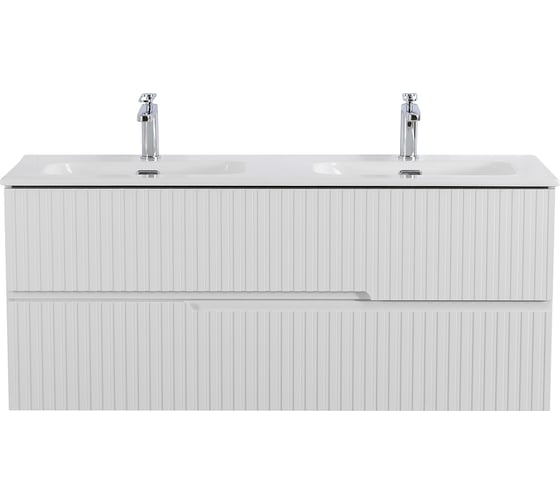 Изображение товара База под раковину CEZARES DUET-N подвесная с двумя выкатными ящиками для раковины с двумя чашами, Bianco Lucido, 1200x457x500, DUET-N-1200-2C-SO-2-BL