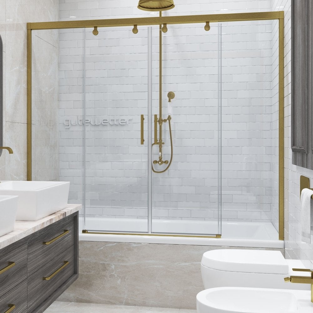 Изображение товара Шторка для ванной GuteWetter GWMPSLPR864 150x160 см бронзовая стеклянная