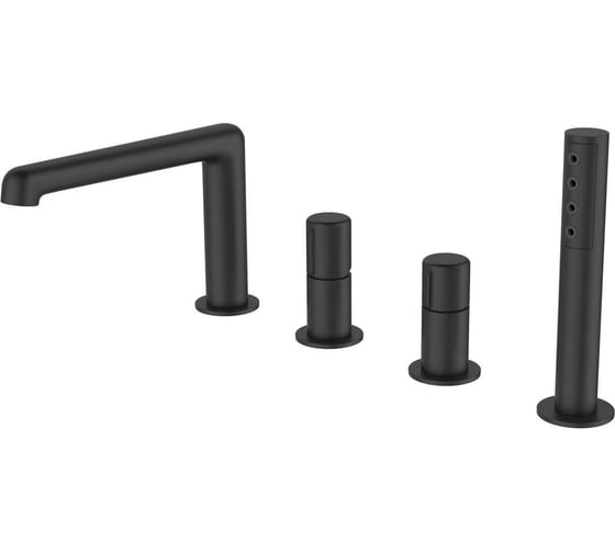 Изображение товара Смеситель на борт ванны BelBagno UNO с ручным выдвижным душем, черный UNO-BVD4-NERO