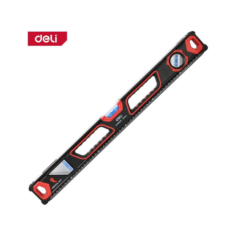 Изображение товара Строительный уровень DELI 600мм DL290600K зеркальный глазок, двухсторонняя фрезеровка, резиновые заглушки 169209