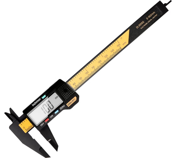 Изображение товара Электронный штангенциркуль DELI 150мм DL90150 метрическая/дюймовая конвертация, пластик, светодиодный дисплей 118470