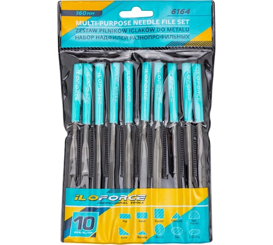 Изображение товара Набор разнопрофильных надфилей iLOFORCE 160мм, 10 предметов IF-6164(60885)