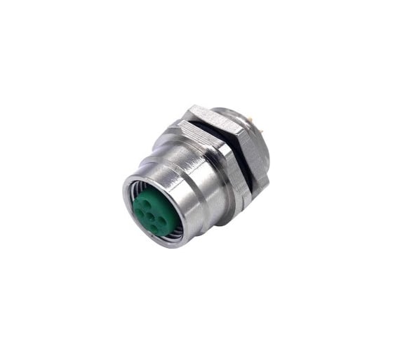 Изображение товара Монтажный разъем VELLEDQ FLQ-M12-F08(M12)-HB, Розетка, Прямой под пайку, Латунь никелированная 8-PINIP6760 AC/DC, 08-00024754