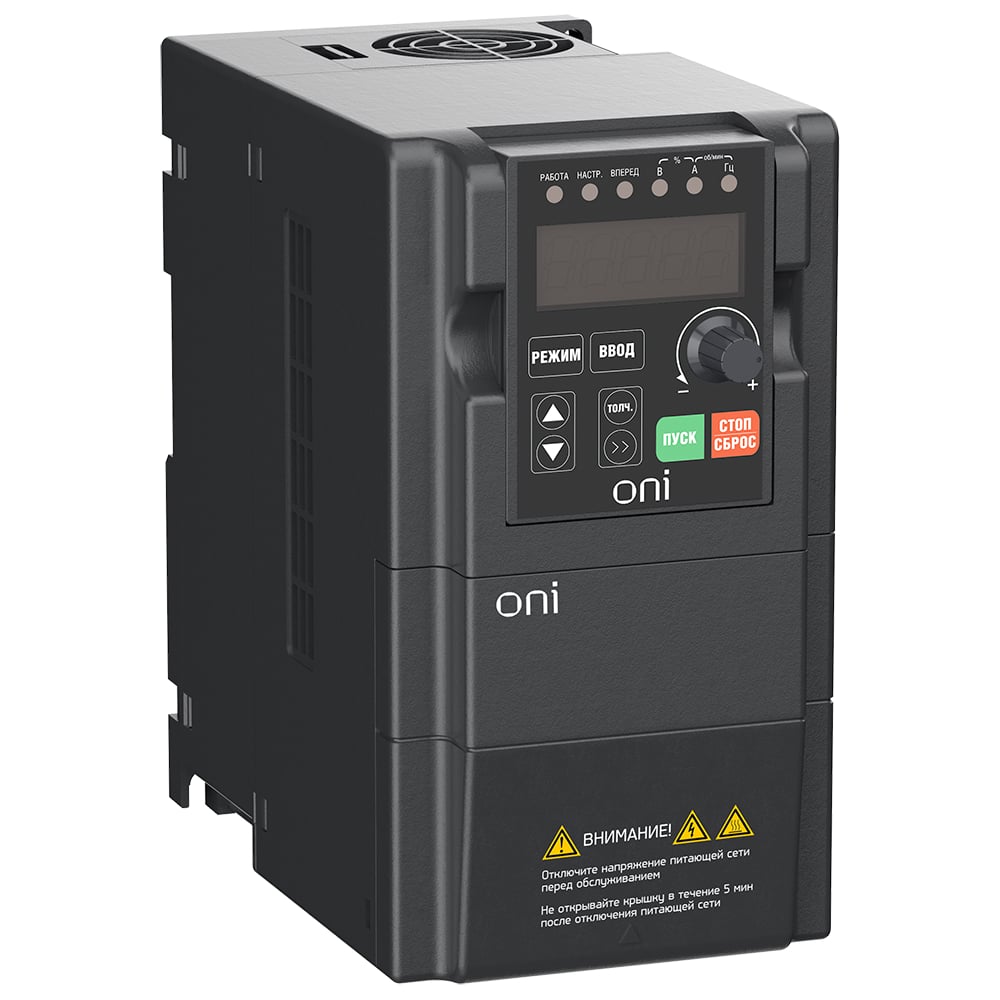 Изображение товара Преобразователь частоты ONI A150 220В 1Ф 0,4кВт 3А с тормозом
