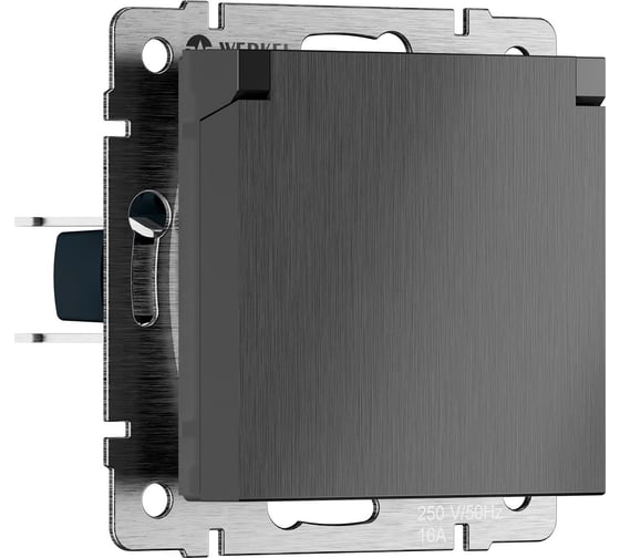 Изображение товара Розетка WERKEL влагозащищенная, с заземлением, с защитнной крышкой и шторками N (графит рифленый) a069599