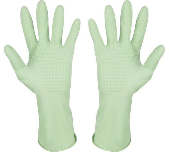 Изображение товара Латексные перчатки Рыжий кот с хлопковым напылением, зеленые, размер S 101278