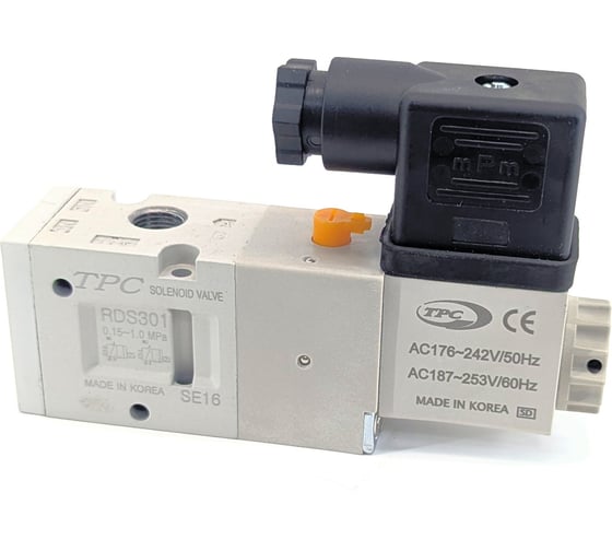 Изображение товара Распределитель CDC Pneumatics 3/2 Электро-Пневмо Порт 1/8", 220В, Н.О. RDS301-2D-G01B