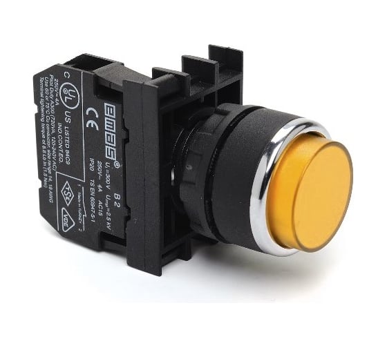 Изображение товара Выступающая кнопка Emas желтая 2НЗ B202HS