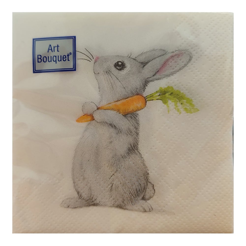 Изображение товара Бумажные салфетки EUROHOUSE Art Bouguet Кролик и морковка 20х20 см, 2 слоя, 30 шт 25075