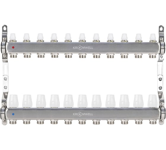 Изображение товара Коллекторный блок из нерж. cтали KROMWELL с термостат. вставками и запорными клапанами, 1x3/4x11 KW.SM6506115