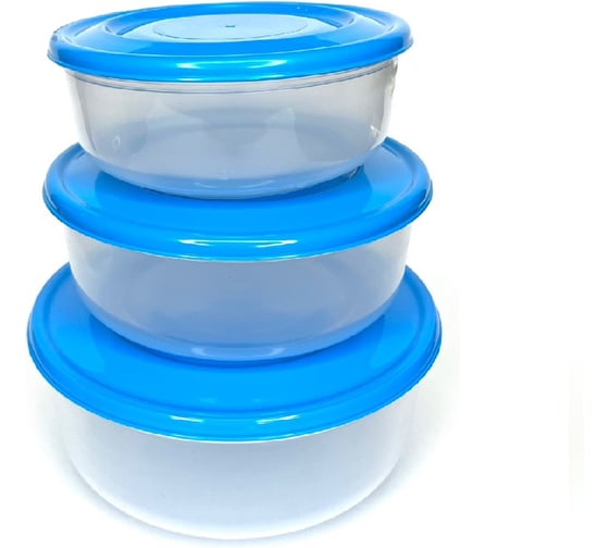 Изображение товара Набор пищевых контейнеров для заморозки и СВЧ EUROHOUSE 3 шт (0,5 л, 1 л, 1,5 л), особо прочный пластик 16422