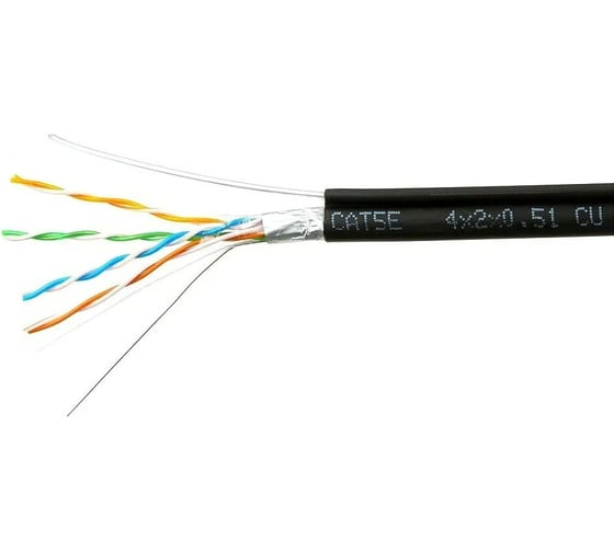 Изображение товара Кабель Cablexpert (RU) FTP outdoor 4x2x0.51 на тросу, медный, кат.5e, однож., 100м, box, черный, FPC-5051E-4-CU-OUTR/100