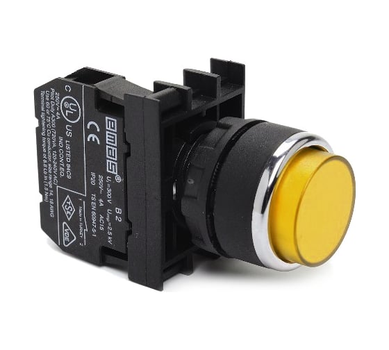 Изображение товара Выступающая кнопка Emas с подсветкой неон жёлтая 1НО B130HS