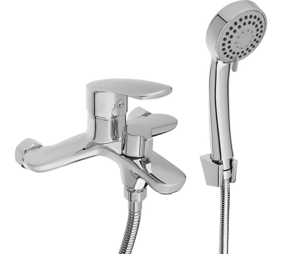 Изображение товара Смеситель для ванны RAIN Фианит, короткий излив, душ. набор, картридж 35мм, латунь, хром 561-027