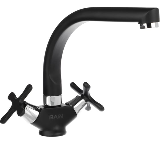 Изображение товара Смеситель для кухни RAIN Веста, высокий излив, кран-буксы 1/2, латунь, черный 561-022
