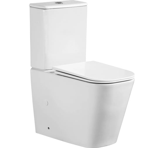 Изображение товара Унитаз-компакт безободковый WAVE APEKS Tornado1.0, гор, ниж, 2-кн.арм, сид.полипр, м/л, быстр, белый глянец 554621