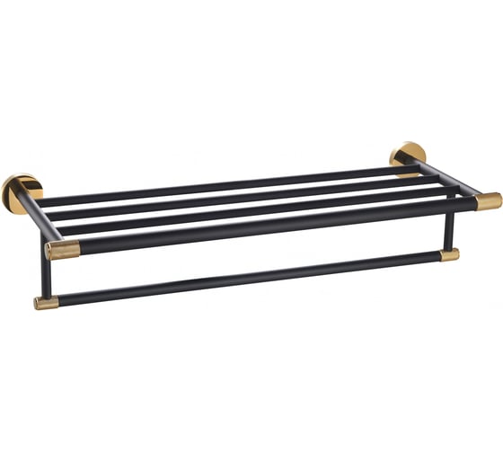 Изображение товара Полотенцедержатель с полкой Wonzon & Woghand черный/Золото WW-9281