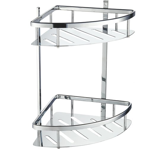 Изображение товара Полка для ванной 2-х ярусная угловая Wonzon & Woghand хром WW-4142