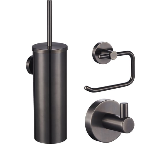 Изображение товара Набор аксессуаров Wonzon & Woghand из 3 предметов (крючок, держатель для бумага, ершик), темный графит WW-8100-GM