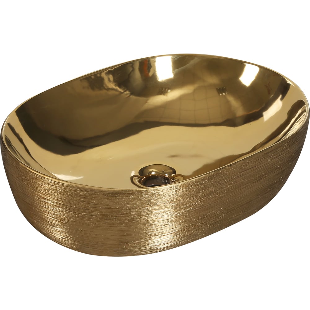 Изображение товара Накладная раковина Milleau Boutique овальная матовая и глянцевая золото