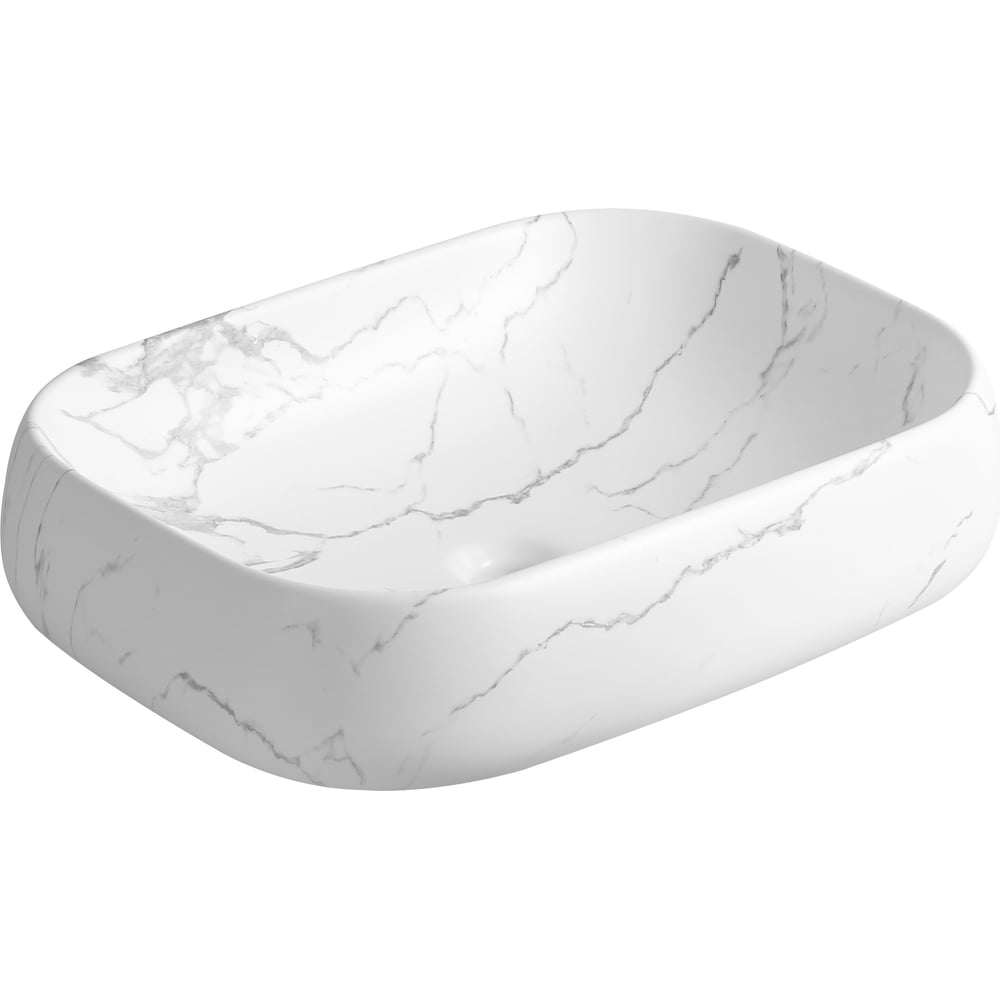 Изображение товара Накладная раковина Milleau Miel матовый белый мрамор 400 мм