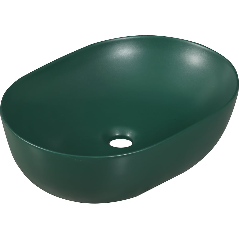 Изображение товара Накладная раковина Milleau Nuage матовая тёмно-зеленая овальная 355х490 мм