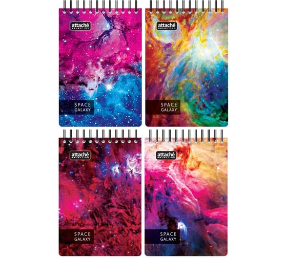 Изображение товара Блокнот 40 шт в упаковке Attache Selection Space Galaxy 120л А6 107х152мм 70км белый 487291