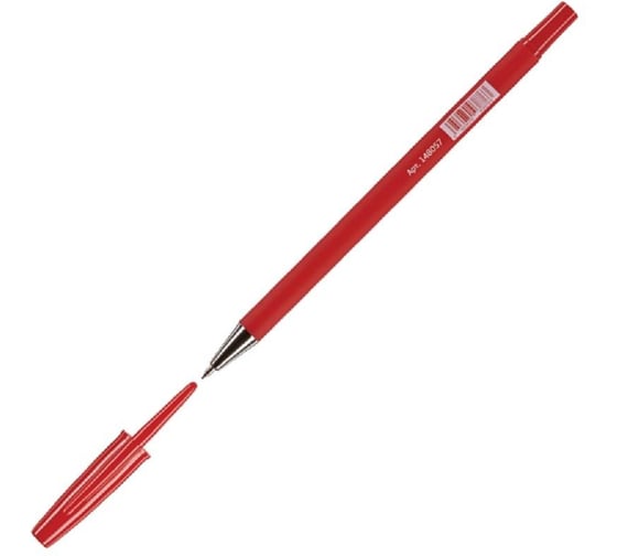 Изображение товара Шариковая ручка 50 шт в упаковке Attache Style 05 мм прорезиненный корпус красный стержень 148057