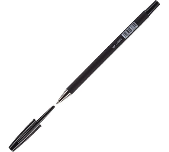 Изображение товара Шариковая ручка 50 шт в упаковке Attache Style 05 мм прорезиненный корпус черный стержень 148056