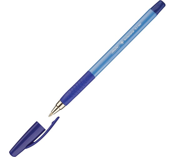 Изображение товара Шариковая треугольная масляная ручка 12 шт в упаковке Attache Antibacterial А 05 манжетка 05 мм синяя 518426