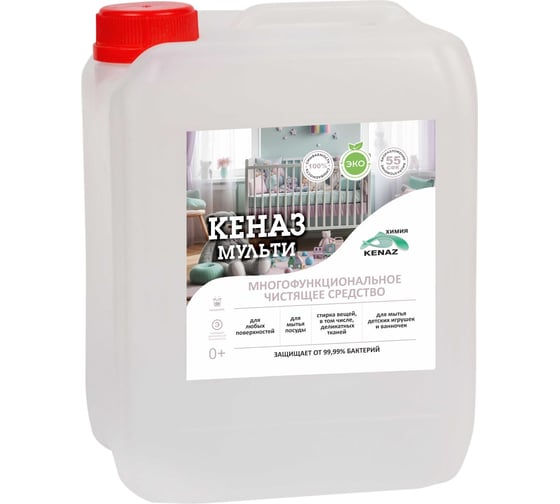 Изображение товара Универсальное чистящее средство КЕНАЗ мульти, средство для мытья окон, пола, зеркал, чистка мебели, очиститель всех поверхностей, 5 л 138059