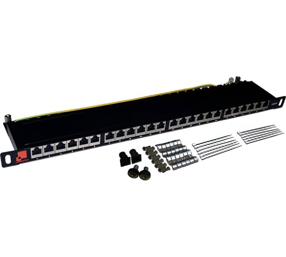 Изображение товара Патч-панель неэкранированная компактная LANMASTER 19" 24 порта RJ45, кат.6A, 0.5U, с задним органайзером LAN-PPC24U6A