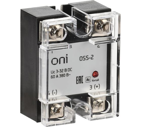 Изображение товара Реле твердотельное ONI OSS-2 60А 380В AC 3-32В DC OSS-2-3-60-B