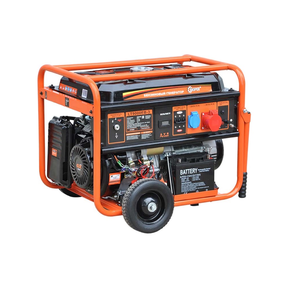 Электростанция SKIPER LT9000EB-3 (6.5кВт, 1x380В/16А/6кВт, 1x220В/16А/2кВт, 12В, кол, эл.стар, 25л) 00-00018441