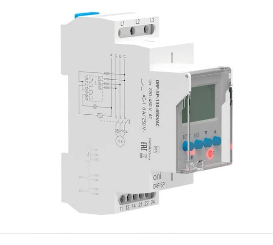 Изображение товара Реле фаз ONI ORF-SP 3ф. 2 конт. 130-650В AC ORF-SP-130-650VAC