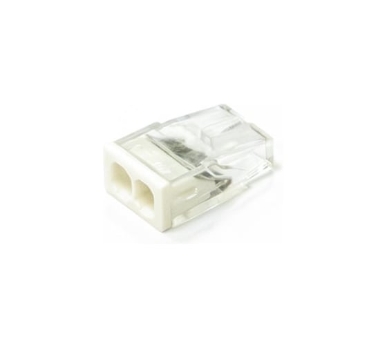 Изображение товара Клемма СМК быстроразъемная Промрукав сечение 0,5 - 2,5 мм² 2-проводная прозрачная / белая (100 шт/уп) PR08.22863