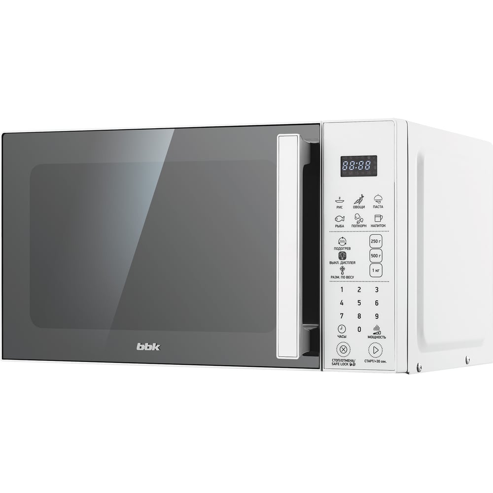 Изображение товара Микроволновая печь BBK 20MWS-805S/W 20л 800Вт белая с дисплеем и защитой