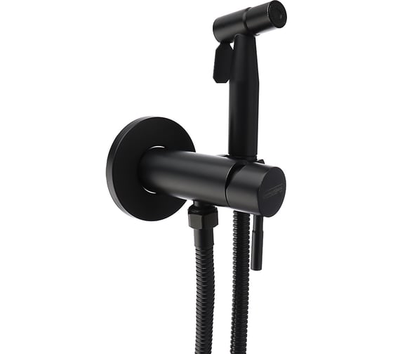 Изображение товара Смеситель для биде с гигиеническим душем СоюзКран настенный, картридж 35мм, черный, нержавеющая сталь SS03-R132 567-044