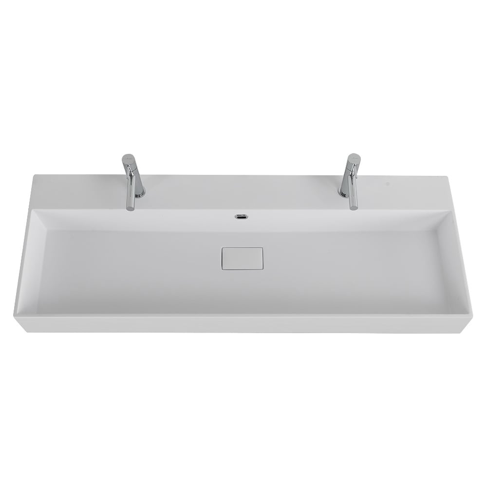 Изображение товара Раковина из искусственного мрамора Cezares Bianco opaco, 121x45 см современная накладная