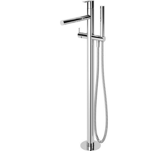Изображение товара Напольный однорычажный смеситель для ванны и душа Cezares в комплекте с ручным душем и шлангом, хром LEAF-VDP-01