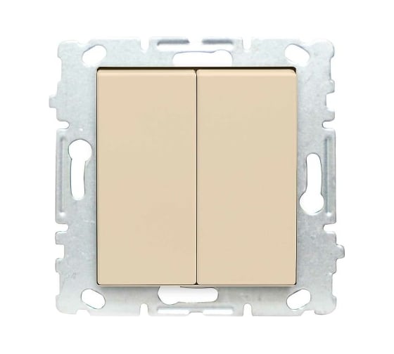 Изображение товара Набор Выключатель Рим Кремовый двухклавишный без рамки, 6 шт Metronex Electric FVK010126MLK-6