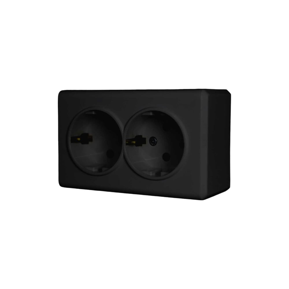 Изображение товара Набор Розетка Vesta Electric Vesta-Electric Mega BLACK двойная с заземлением Mega, 5 шт FRZ00010222CMT-5