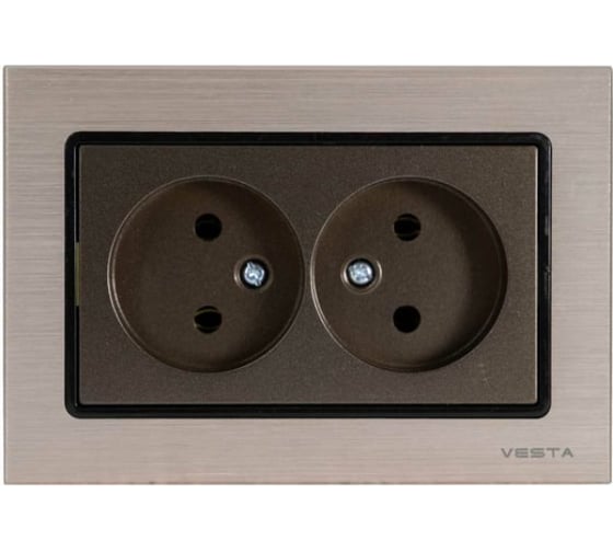 Изображение товара Набор Розетка Vesta Electric Vesta-Electric Mega Choco двойная с заземлением, 5 шт FRZ00070072TKR-5