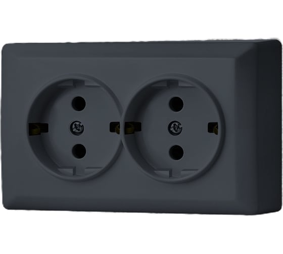 Изображение товара Набор Розетка Vesta Electric Vesta-Electric Mega Grafit двойная с заземлением, 5 шт F00050203GRA-5