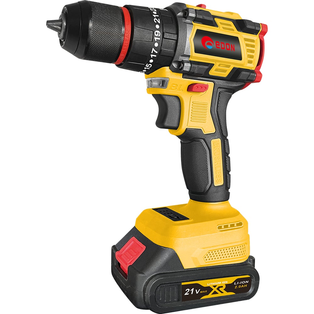 Изображение товара Аккумуляторная дрель EDON AD-21PBL 2 аккумулятора 21В с быстрым зарядом