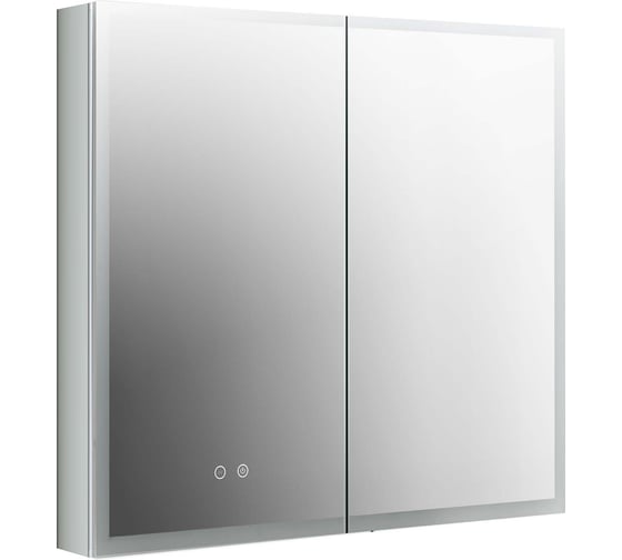 Изображение товара Алюминиевый зеркальный шкаф с подсветкой AQUATEK AQ7803B-MLC 800х700х133, крепеж, две зеркальные дверцы, антизапотевание, акриловая подсветка, петли BLUM 00000140661